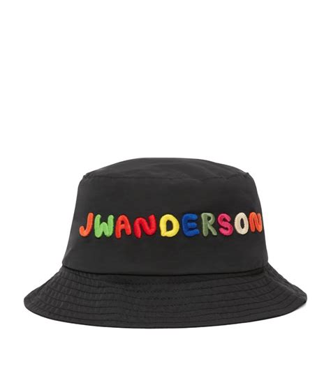 Womens JW Anderson Black Logo Embroidered Bucket Hat Harrods