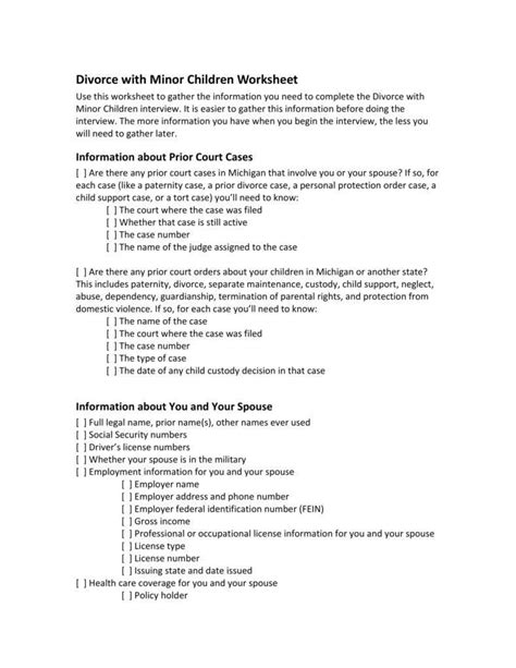 Divorce Annulment Worksheet — Db