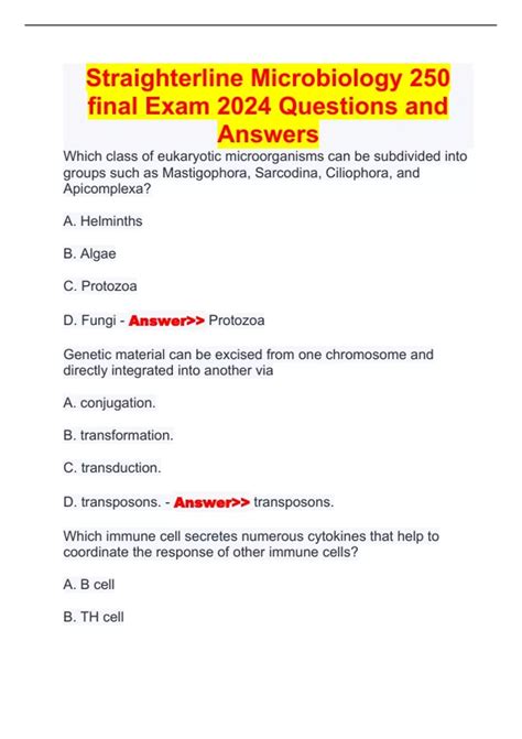 Straighterline Microbiology Final Exam Questions And Answers