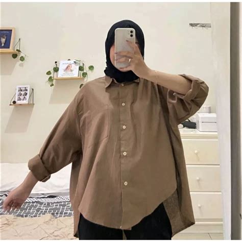 Jual Olivia Shirt Kemeja Wanita Linen Oversize Baju Atasan Wanita