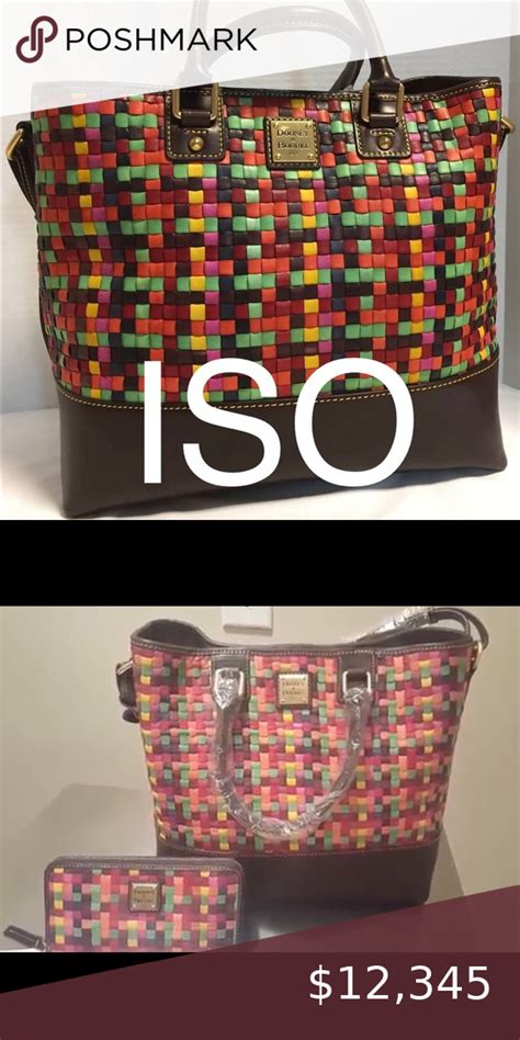 Iso Buying Dooney Tessuta Multi Rainbow Shopper Leather Handbag Purse Black Leather Handbags