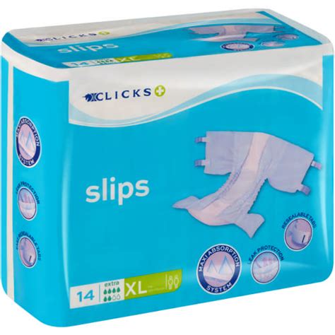 Clicks Incontinence Adult Slips Extra Absorption Xl 14 Slips Clicks