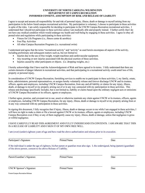 Fillable Online Uncw Informed Consent Form University Of North