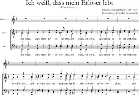 Ich weiß dass mein Erlöser lebt Johann Michael Bach Noten zum Download