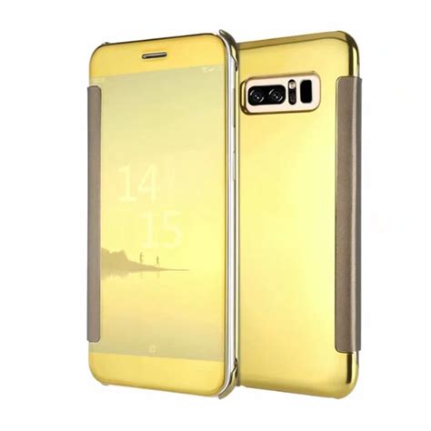 Luxury Mirror Flip Case For Samsung Galaxy Note 8 Cases Clear View Smart Protective Plating Pu