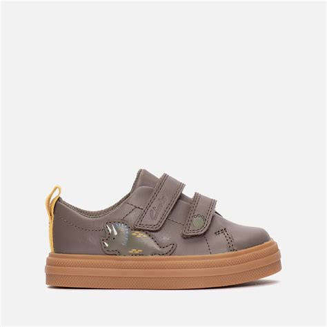 Clarks Toddler Nova Dinosaur Leather Trainers Allsole