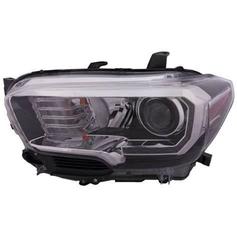 Headlight Halogen W LED DRL Black And Chrome Bezel Left Driver CAPA