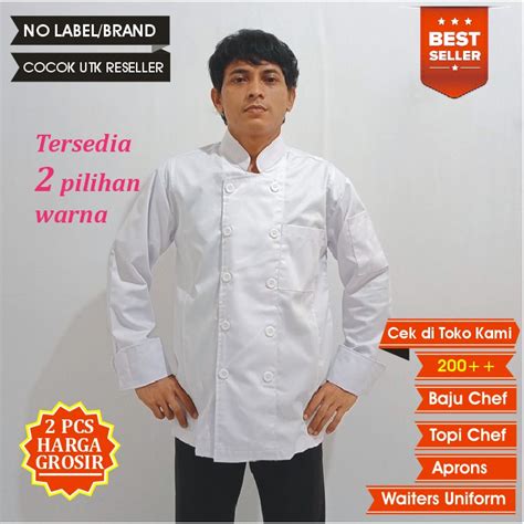 Jual Baju Chef Lengan Panjang Putih Chef Coat Shopee Indonesia