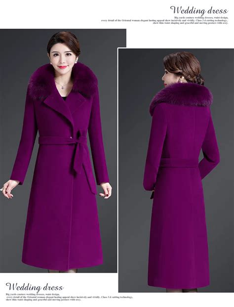 Women Woolen Coat Autumn Winter Plus Size 5xl Elegant Long Coat Female Jacket Fur Collar Wool