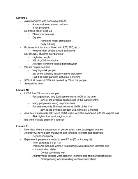 Soc 152A Final Lecture Notes Lecture 9 Avoid Condoms With Nonoxynol