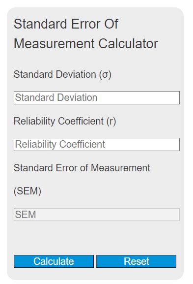 Standard Error Of Measurement Calculator Calculator Academy