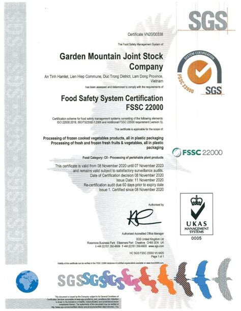 Certified Fssc 22000 V5 CÔng Ty Cp ViÊn SƠn