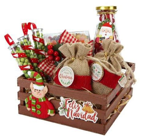 A Wooden Crate Filled With Lots Of Christmas Treats