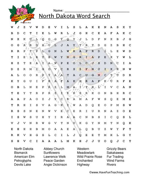 North Dakota Word Search Worksheet By Teach Simple