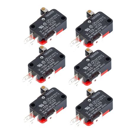 Xenocam 6Pcs SPDT V 155 1C25 Micro Limit Switch Short Hinge Roller