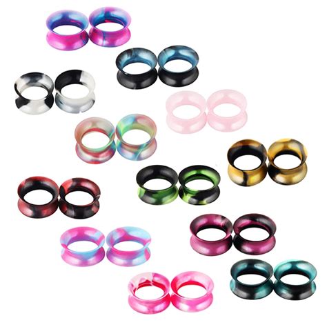 Pcs Set Silicone Flexible Thin Double Flared Flesh Tunnel Ear Plugs