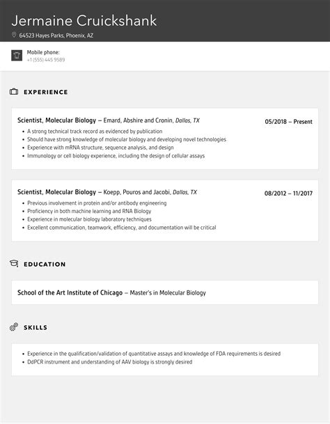 Scientist Molecular Biology Resume Samples Velvet Jobs