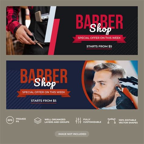 Premium Vector Barber Shop Facebook Cover Template