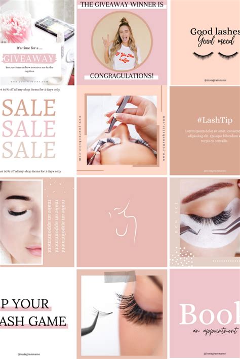 22 Natural Beauty Instagram Templates For Canva Canva Template Lashes