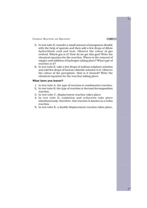 Types Of Chemical Reactions Ncert Book Of Class Science Lab Manual