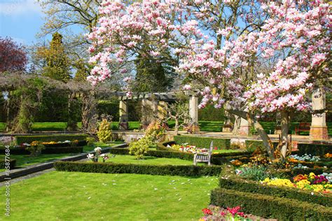 English garden in Spring Stock Photo | Adobe Stock