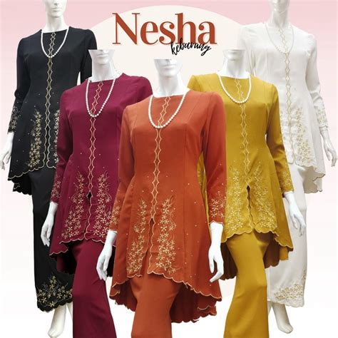 Neestyle Nesha Plus Size Baju Kurung Moden Sulam Emas Gold Kebarung