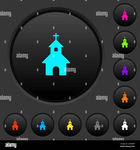 Curch dark push buttons with vivid color icons on dark grey background Stock Vector Image & Art ...