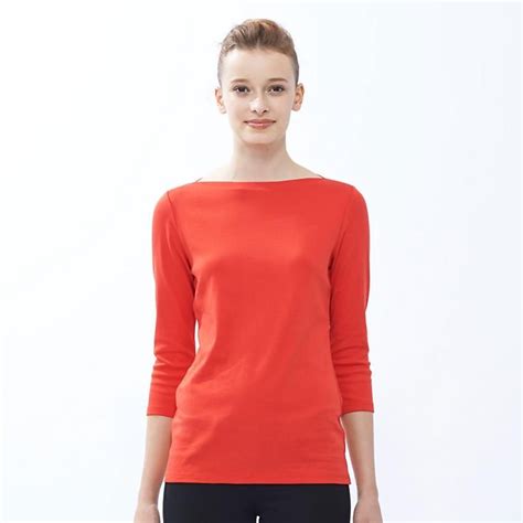 Women Supima Cotton Modal Boat Neck 3 4 Sleeve T Uniqlo Supima