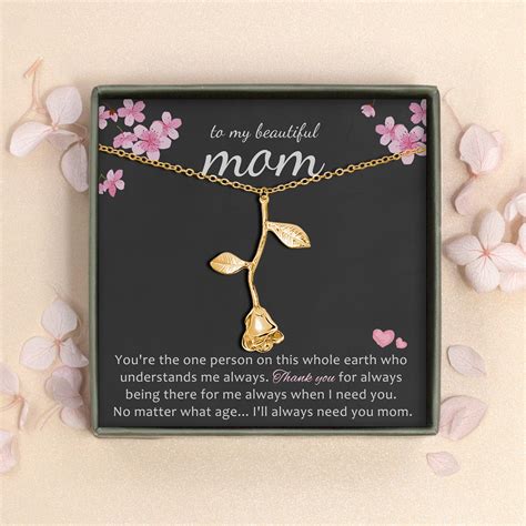 Anavia To My Beautiful Mom Mother S Day Rose Necklace With Gift Card