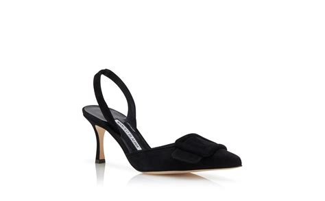 Manolo Blahnik Black Suede Slingback Pumps Reversible