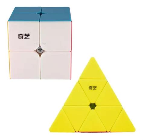 Kit Cubo Mágico Profissional Qiyi 2x2 E Pirâmide Sem Adesivo