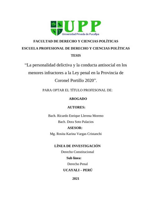 PDF La Personalidad Delictiva Y La Conducta Antisocial En Los