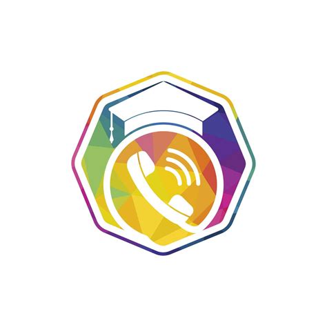 Education Call vector logo design template. Graduation cap and handset