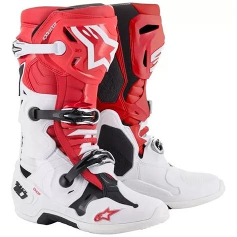 Bota Motocross Alpinestars Tech 10 Vermelha Branca Preta Parcelamento