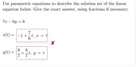 Solved Use Parametric Equations To Describe The Solution Set Chegg