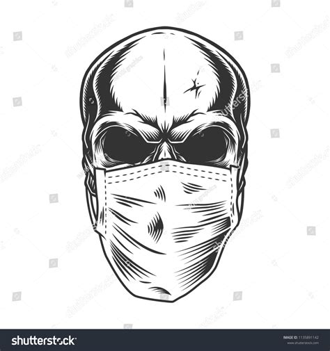 Skull Medical Mask Vintage Vector Illustration Stock Vector Royalty