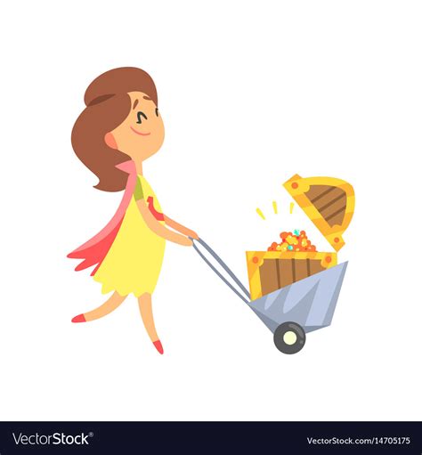 Cute Cartoon Woman Pushing The Cart Royalty Free Vector