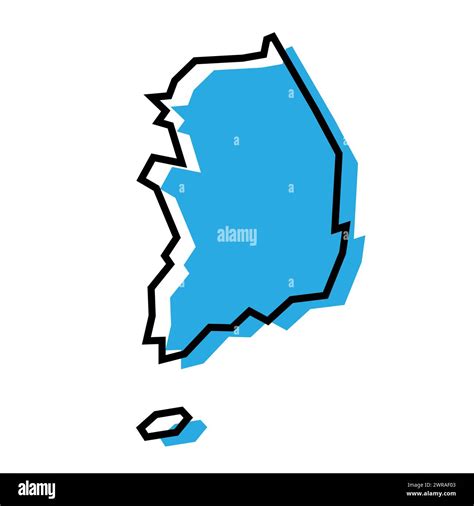 South Korea Country Simplified Map Blue Silhouette With Thick Black