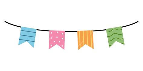 Premium Vector Doodle Cute Garland Of Flags Vector Colorful Bunting Clipart