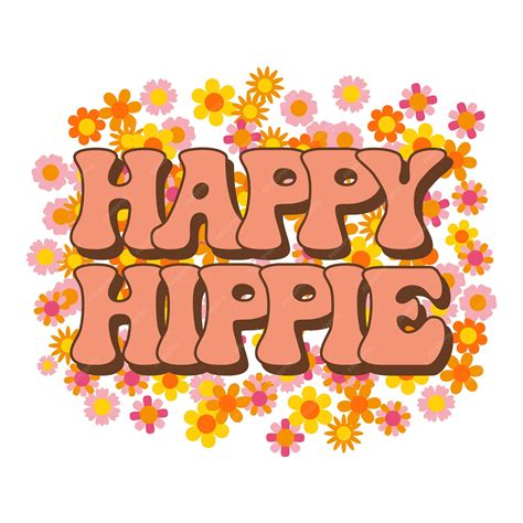 Como Se Escreve Hippie - Lettering happy hippie em um fundo floral retrô inscrição hippie ...
