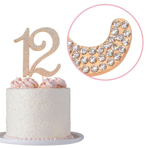 12 Birthday Cake Topper ROSE GOLD Number Twelve Cake Topper | Etsy