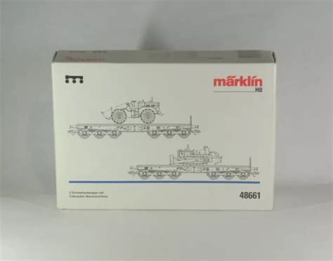 MÄRKLIN HO GÜTERWAGENSET Schwerlastwagen mit Baumaschinen DB Art Nr