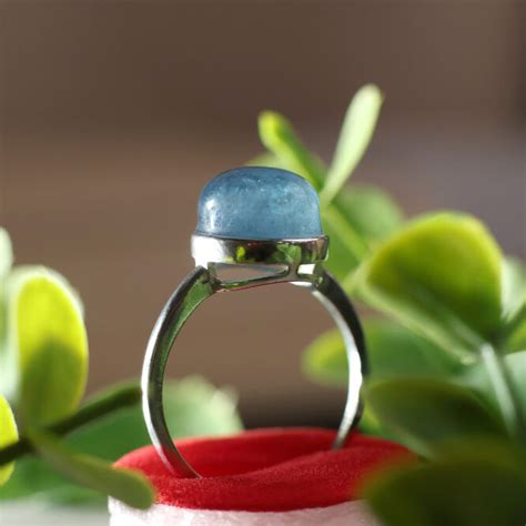 Buy Online Natural Aquamarine Crystal Sterling Silver 925 Ring