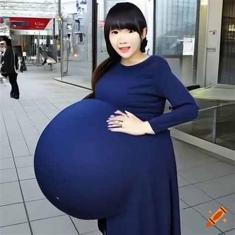 Photo Of A Pregnant Woman In Navy Blue Outfit