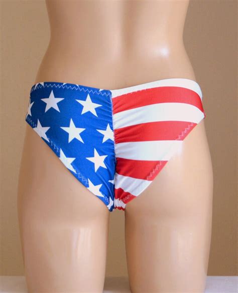 American Flag Bow Bandeau Bikini Top Scrunch Butt Etsy