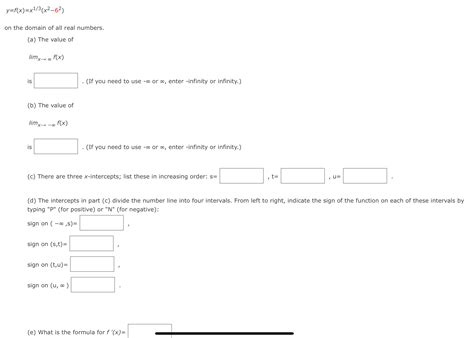 Solved Y F X X13 X2 62 On The Domain Of All Real
