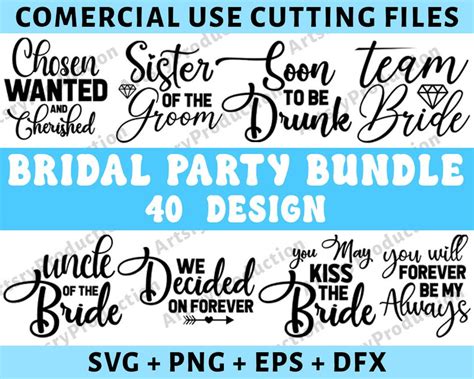 Bridal Party Svg Bundle Bachelorette Shirt Svg Wedding Svg Etsy