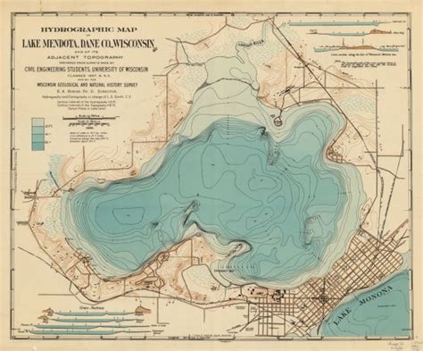 Hydrographic Map Of Lake Mendota Dane County Wisconsin Map Or Atlas