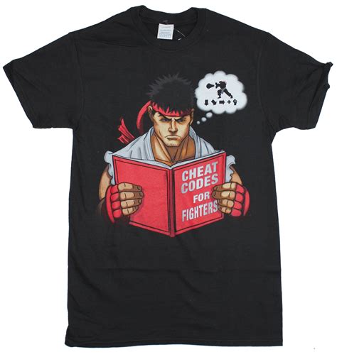 Street Fighter Street Fighter Ryu Cheat Codes Mens Black T Shirt 2xlarge