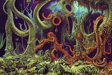 Lovecraftian Jungles Another World By Roger Dean And Stable Diffusion